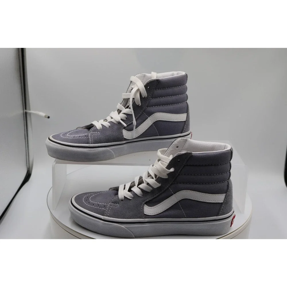 Vans Sk8-Hi Shoes Mens Sz 4.5 Women Sz 6 Gray White Suede Canvas High Top Skate